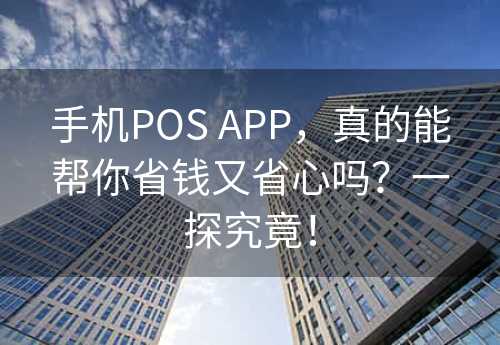 手机POS APP，真的能帮你省钱又省心吗？一探究竟！