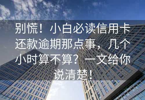 别慌！小白必读信用卡还款逾期那点事，几个小时算不算？一文给你说清楚！