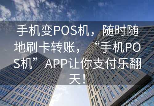 手机变POS机，随时随地刷卡转账，“手机POS机”APP让你支付乐翻天！