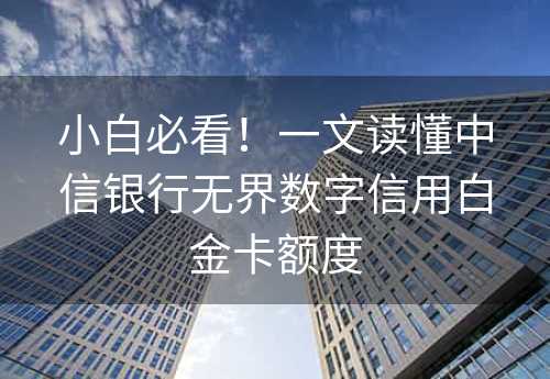 小白必看！一文读懂中信银行无界数字信用白金卡额度