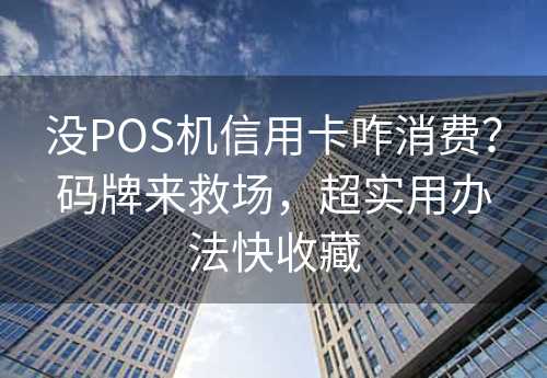 没POS机信用卡咋消费？码牌来救场，超实用办法快收藏