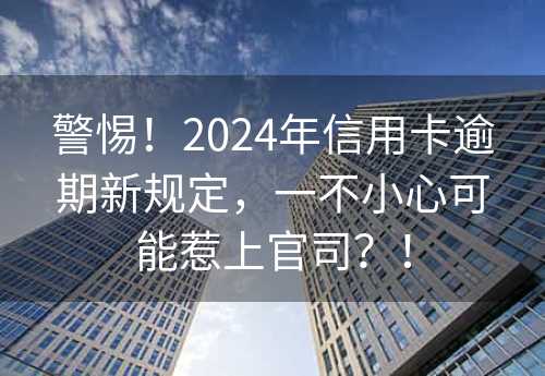 警惕！2024年信用卡逾期新规定，一不小心可能惹上官司？！