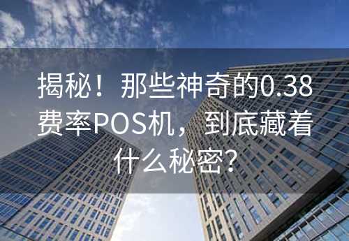 揭秘！那些神奇的0.38费率POS机，到底藏着什么秘密？