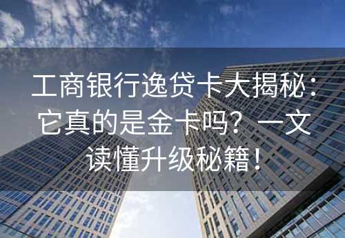 工商银行逸贷卡大揭秘：它真的是金卡吗？一文读懂升级秘籍！